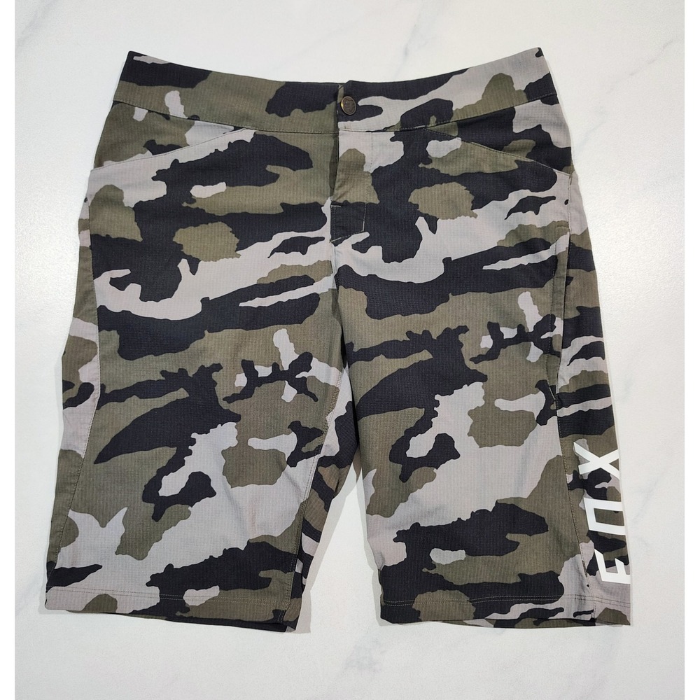 Fox Racing Ranger Mens 32 Camo Mountain Bike Cargo Shorts Gray MTB Trail Riding